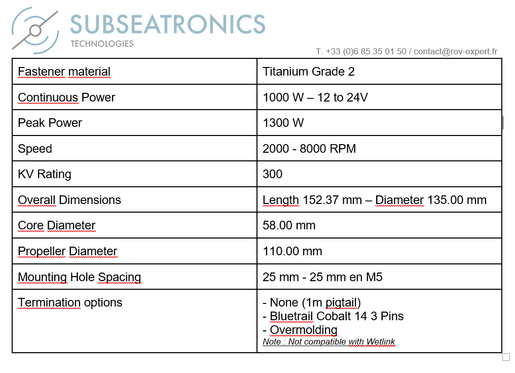 SUBSEATRONICS A50 underwater thruster